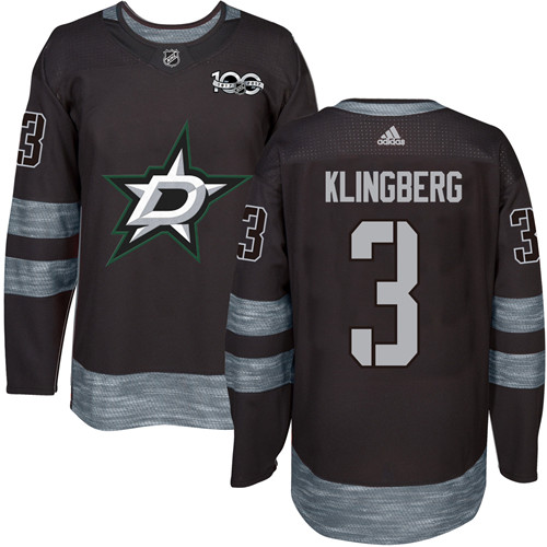 Adidas Stars #3 John Klingberg Black 1917-100th Anniversary Stitched NHL Jersey - Click Image to Close